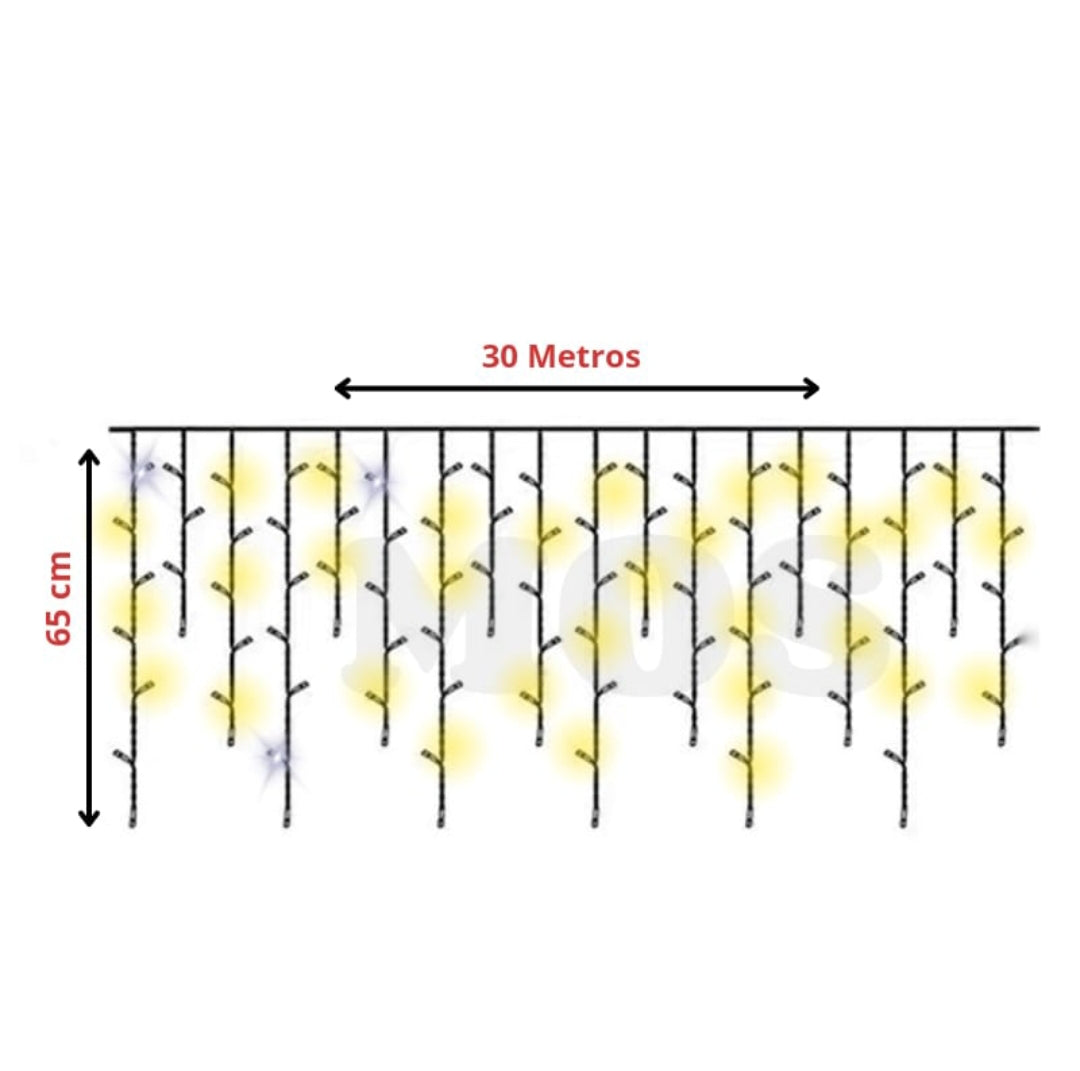 Cascada Led 30 Metros Luz Multicolor con destellos