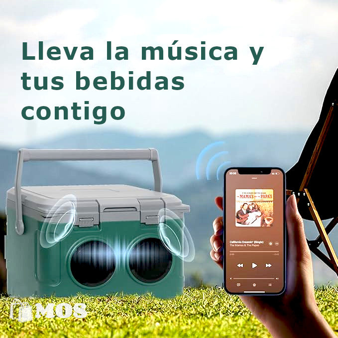 Hielera con Altavoz Bluetooth de 21 Litros, 48 horas de retención de hielo, mango Portátil, para campamento al aire libre Barbacoas, Playa, Senderismo