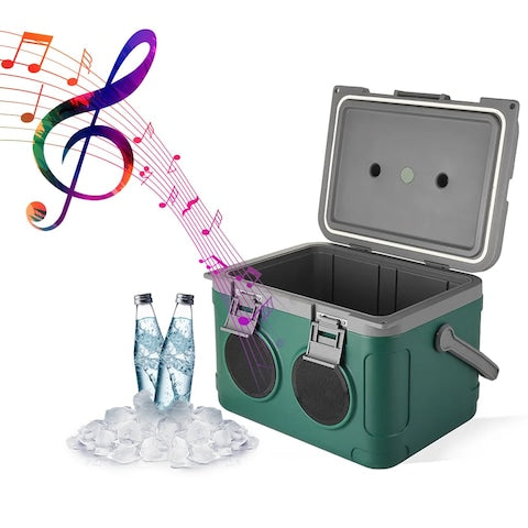 Hielera con Altavoz Bluetooth de 21 Litros, 48 horas de retención de hielo, mango Portátil, para campamento al aire libre Barbacoas, Playa, Senderismo
