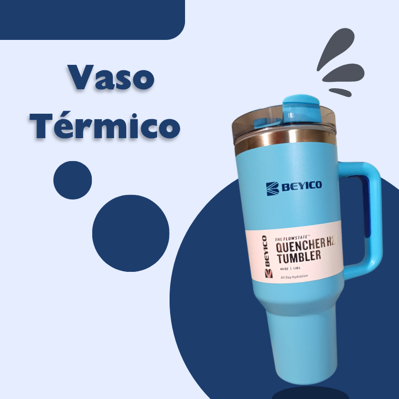 Tumbler de Acero Inoxidable 40 oz con Pajilla, Tapa y Agarradero – Vaso Térmico para Bebidas Frías y Calientes