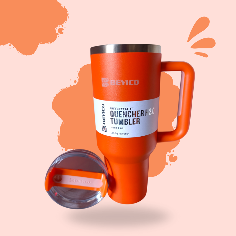 Tumbler de Acero Inoxidable 40 oz con Pajilla, Tapa y Agarradero – Vaso Térmico para Bebidas Frías y Calientes