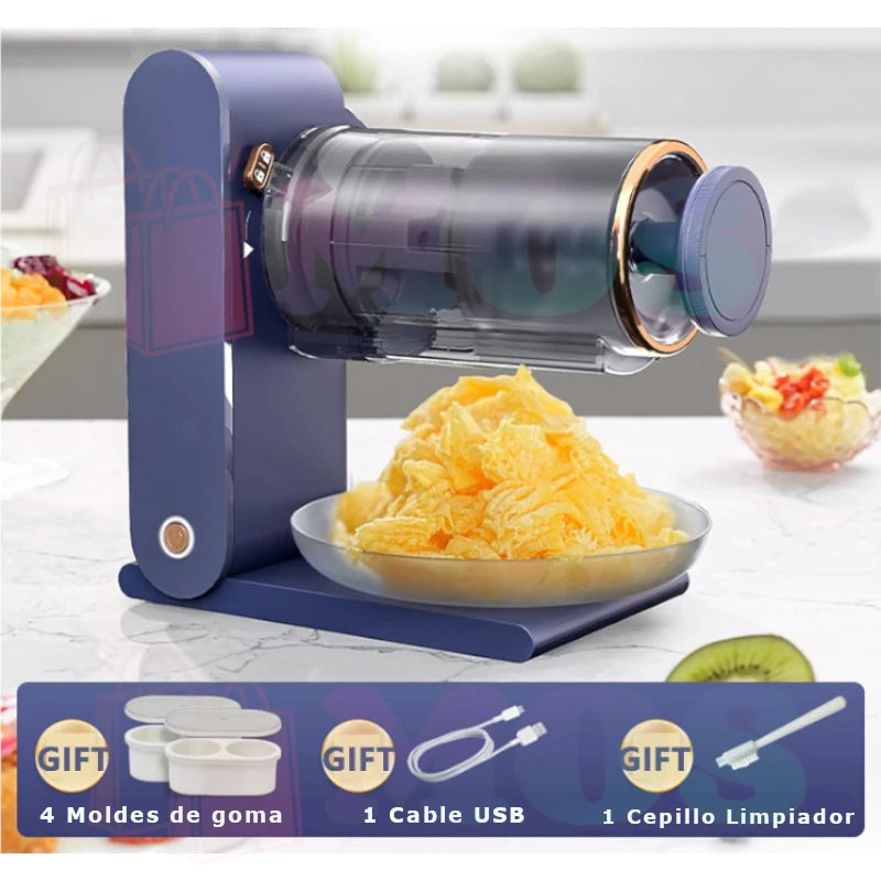 Máquina de Nieve Estilo Asiático, Portátil y Recargable para el Hogar con 4 Moldes de Silicona para Postres y Delicias Congeladas