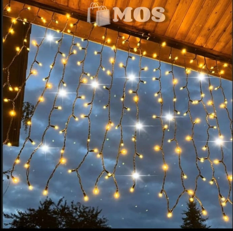 Cascada Led 30 Metros Luz Cálida con destellos