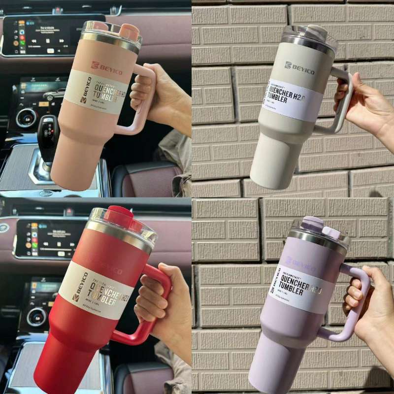Tumbler de Acero Inoxidable 40 oz con Pajilla, Tapa y Agarradero – Vaso Térmico para Bebidas Frías y Calientes