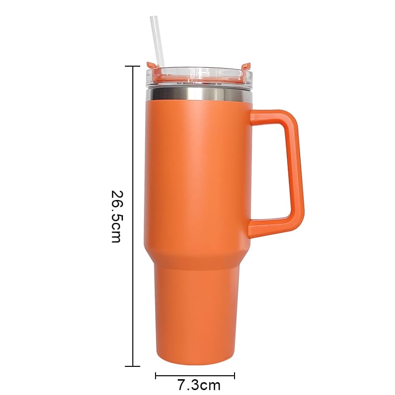 Tumbler de Acero Inoxidable 40 oz con Pajilla, Tapa y Agarradero – Vaso Térmico para Bebidas Frías y Calientes